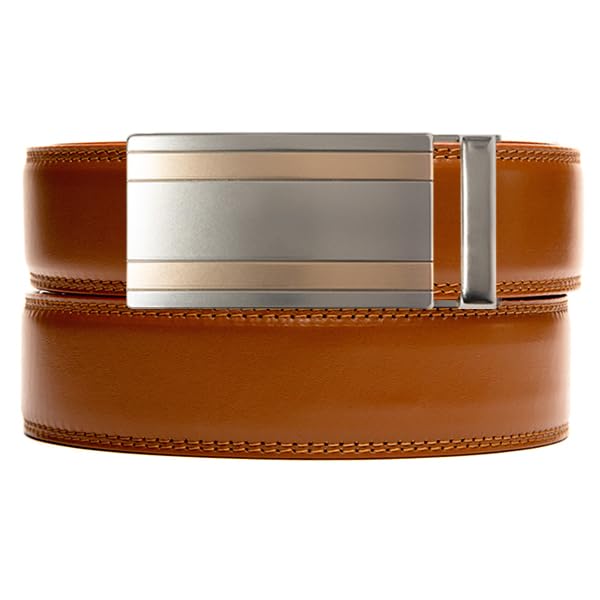 Men's Premium Full Grain Leather Rachet Belt with Automatic Slide Buckle- Berkshire