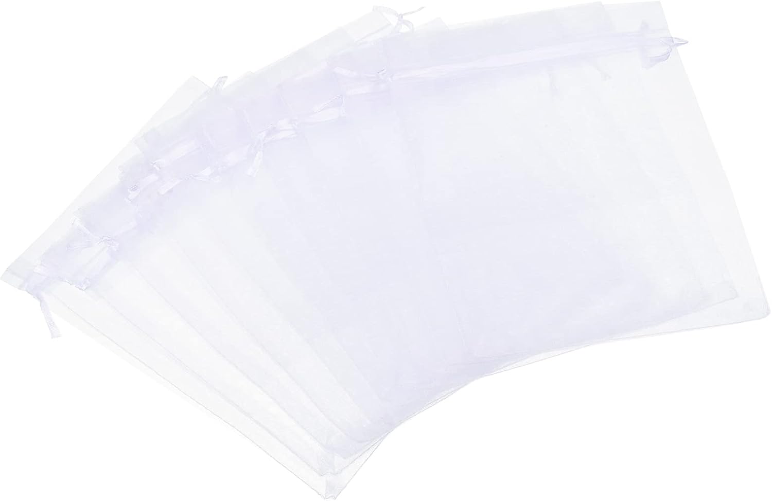 MECCANIXITY 50Pcs Fruit Protection Bags 7.87x5.9 Nylon Garden Fruit Netting Cover Bags Drawstring Mesh Gift Bags for Plant Fruits Flowers Makeup White