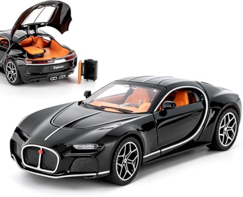 Image of 1:32 Scale Bugatti Atlantic Alloy Pickup Car Toy Metal Pull Back Diecast Car with Openable Door and Sound Light, Gifts Toys for Kids【Black】