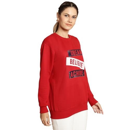 Image of Mack Jonney Printed Round Neck Cotton Fleece Sweatshirt for Women-MACK32471