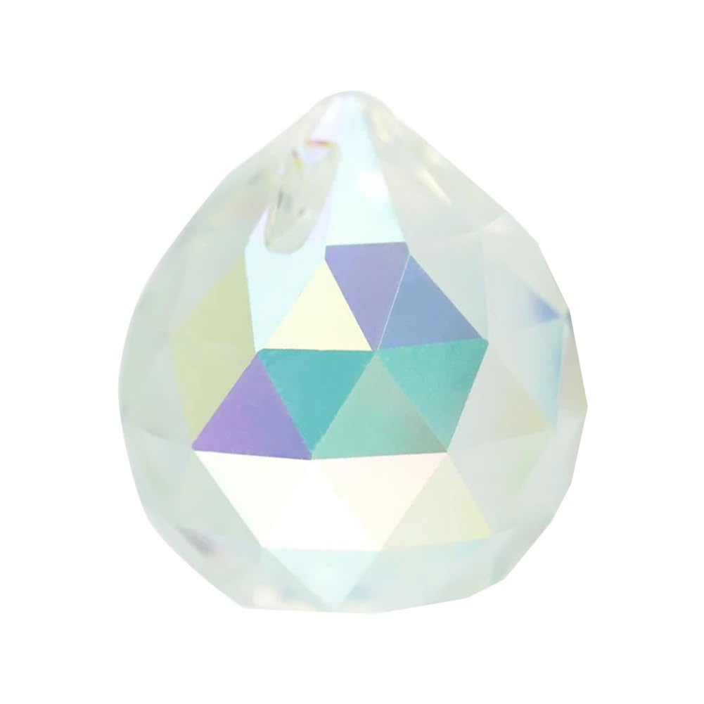 Queenbox 1.5in Glass Crystal Faceted Ball with Hole, Prism Sun Shine Catcher Rainbow DIY Pendant for Wedding Party Feng Shui Lamp, AB