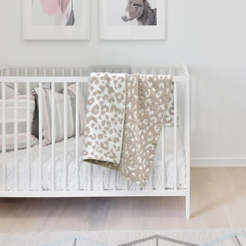 Image of Soft Baby Cozy Swaddling Blanket for Newborn Nursery Knit Leopard Premium Comfort for Infants & Toddlers Perfect for Nursery Crib Stroller, 30x40 Inch Beige Cheetah