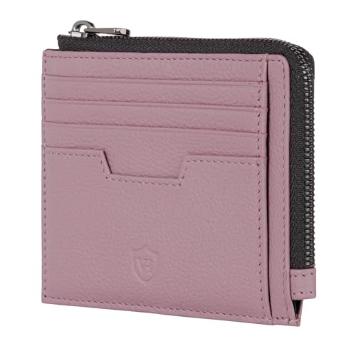 Étui à cartes en cuir contre l'encombrement portefeuille compact lavande
