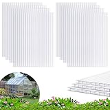 Quibbay 8 Pack 8' X 6' X 0.16'' Polycarbonate Greenhouse Panels, Waterproof UV Protected Clear Polycarbonate Sheets Twin-Wall Roof Panels, Corrugated Plastic Roofing Panels for Greenhouse Replacement