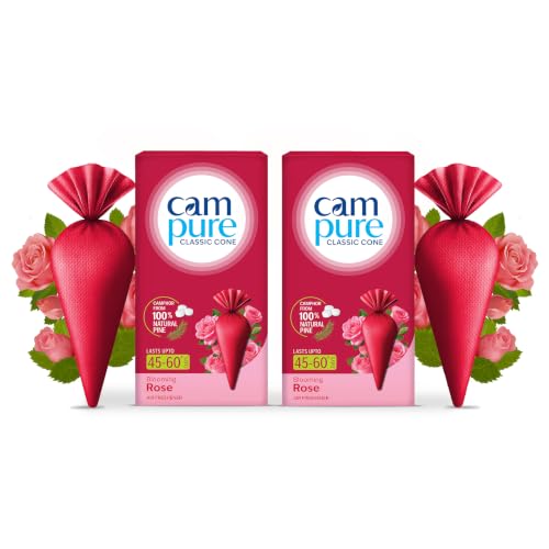 Image of CamPure Camphor Cone (Rose) Pack Of 2-100% Organic | Air Freshener for Car, Wardrobe, Office Cabin's, Drawers, Travel Bag & Bathroom