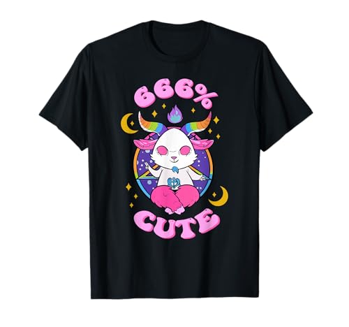 666% Cute Satanic Goat Pagan Clothing, Gothic Style T-Shirt