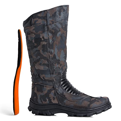 Bota Coturno Masculina Couro Tático Militar Pesca Motociclista Motoqueiro Selva Exercito Cor:Preto;T
