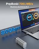 TERRAMASTER D1 SSD Pro 80Gbps M.2 NVMe Obudowa SSD, do 7061MB/s, Całkowicie Aluminiowa Obudowa z Efektywnym Chłodzeniem, Zero Hałasu, Kompatybilna z USB 4/3.2/3.1/3.0, Thunderbolt 5/4/3 (Bez Dysku)