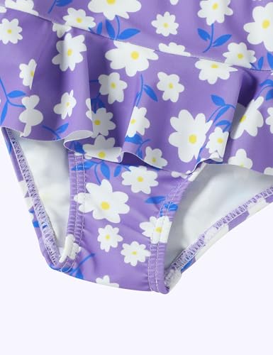 Image of DREAM BUS Toddler Girls Long Sleeve Swimsuit 3 Piece Rashguard Set with Bikini Top Baby Girls Bathing Suit Swimwear