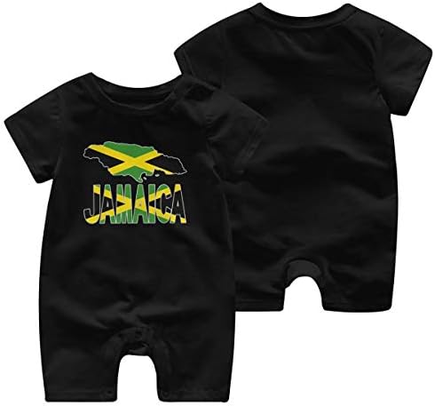 KBIZO-zxl Baby Short Sleeve Bodysuit, Jamaica Flag with Jamaican Map Baby Boys Girls Onesie Clothes