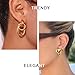 QJLE 6 Pairs Chunky Gold Earrings for Women Geometric Knot Statement Drop Dangle Earrings Two Tone Gold Hoops Earrings for Women Trendy Jewelry