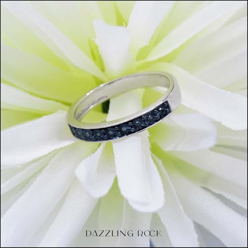 Dazzlingrock Collection 0.05 Carat (ctw) Round Blue Diamond Ladies Anniversary Wedding Stackable Band, Sterling Silver3