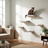 WOOWOOD® 2X Kletterwand Katzen - 3X Katzentreppe Wand [Beste Stabilität] - Kratzbaum Wand, Hängematte Katze, Wandkratzbaum, Katzenmöbel, Katzenwand, Katzen Kletterwand Set (5 teilig)