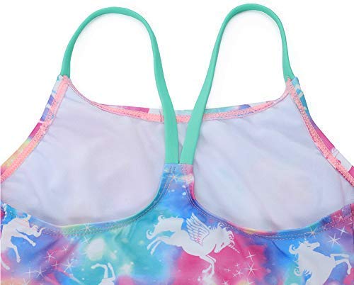 Image of DUSISHIDAN Kid's Girls Swimsuits Cute Rainbow Unicorn Two Piece Tankini Sets Bathing Suits