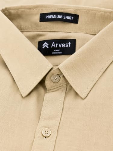 Image of Arvest Men's Solid Linen Casual Shirt | Regular Fit | Breathable | Full Sleeve