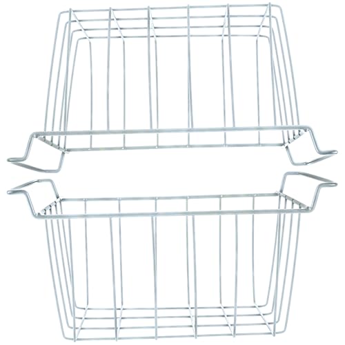 WATERBELINE Paquete de 2 cestas resistentes para congelador, organizador de almacenamiento de alambre de metal para refrigerador con diseños ventilados