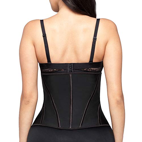 Hourglass Angel Hip-Control Latex Waist Trainer, Slimmer Trimmer Band, Waist Cincher, Underbust, Tummy Control, Girdle, Faja, Body Shaper, Weight Loss, Belly Band, 3 Hook And Eye Rows Ha109 Black #TOP2