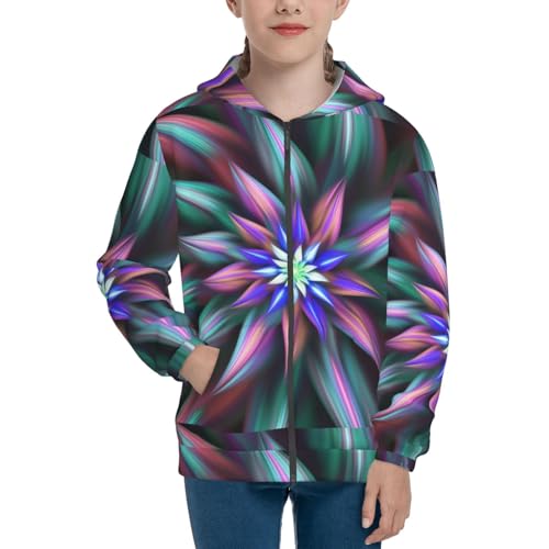 Colored Abstract Kids Pullover Hoodies Boys Zip Up Sweatshirts Girls Athletic Clothes with Pocket3