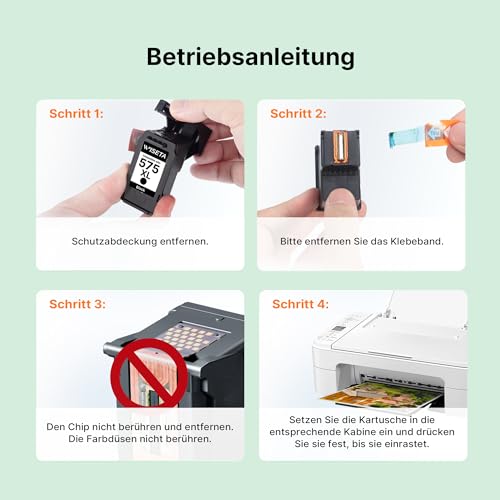 WISETA PG-575XL patronen für Canon druckerpatronen 575 Kompatibel Multipack Tintenpatrone für Canon PIXMA TS3550i TS3551i TS3750i TS3751i TS3752i TR4750i TR4751i TR4755i TR4756i patronen (2Schwarz)