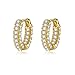 Qings Pendientes de Aro Pequeños Oro 14K Plata de ley 925 Huggie Círculo Pendientes con Lleno Circonia Cúbica Brillante Aretes Pendientes Hoops Hipoalergénicos para Mujer Regalo de Cumpleaños
