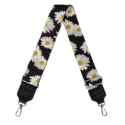 Image of TODIYADDU White Daisy Floral Cross Body Strap Handbag Straps Woven Crossbody Shoulder Strap Purse Straps for Guitar Bag Handbags Crossbody Bag Computer Bag Camera Bags Nice