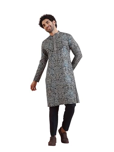 Pantalons Kurta Bandhani bleu marine de KISAH en taille 42 pour homme