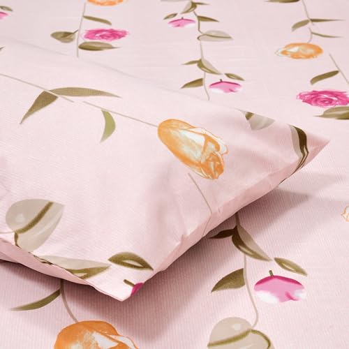 Image of Dreamscape Microfiber Wrinkle & Fade Resistant Double Bedsheet with 2 Pillow Covers - (Size 87 x 94 inches, 140TC, Colour - Pink)