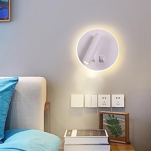 Image of Wall Wash Light White Bed LED with Interior Wall Adjustable Spotlight Reading lamp Wall lamp for Hallway Bedroom Stairs Hotels Indoor Bedside Lamp 3000K (3W + 9W)