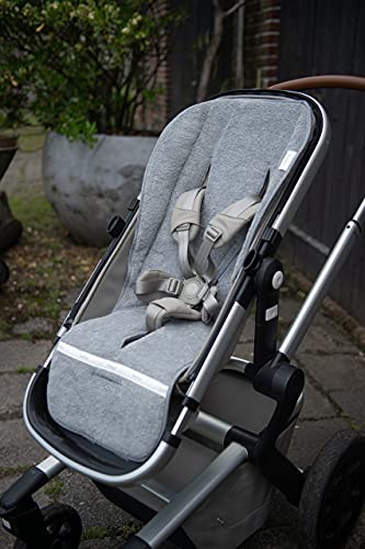 Koeka Sitzauflage Buggy - Universal - Buggy Einlage Sommer - Kinderwagen Sitzeinlage - Atmungsaktiv - Dijon - Frottee Aus Bio-baumwolle - Grau - Einheitsgroße