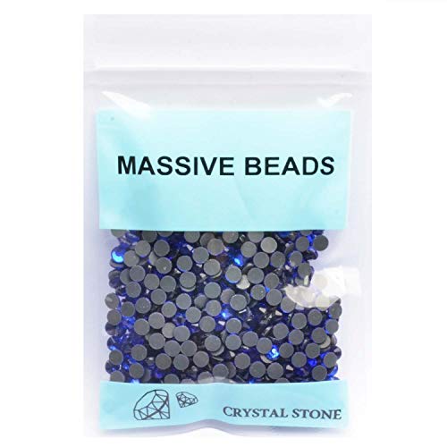 Image of 1000 Pieces Hot Fix Glass Flatback Rhinestones HotFix Round Crystal Gems (Sapphire, SS20)