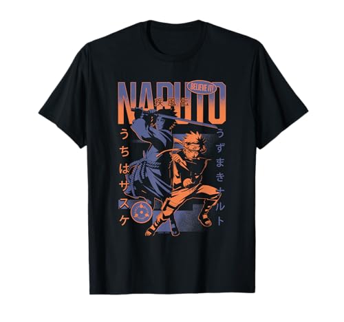 Naruto Shippuden Dueling Naruto and Sasuke Action Pose Anime T-Shirt