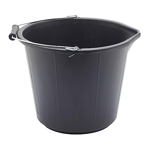 Secchio da muratore in plastica ProDec nero per impieghi gravosi da 14 litri (3 galloni), secchio per cemento e intonaco, secchi per impieghi gravosi, secchi neri