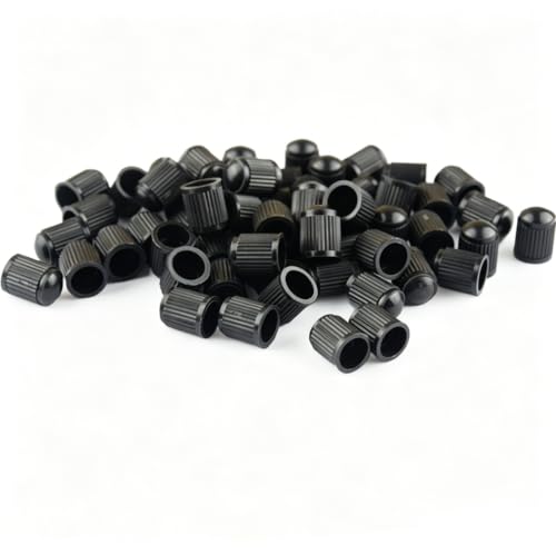 100 piezas de tapas de válvula de plástico negro para la mayoría de autos, motocicletas, SUV, camiones y bicicletas.