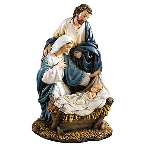 Elysian Gift Shop Christmas Music Box Nativity Statue with One Piece Holy Family Figures Plays 'O Come All Ye Faithful' Melody (7.5" H)