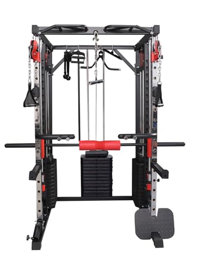 Strongway® Multi Gym Smith Machine with Weights 265.5KG Weight Stack Included - Multifunction Home Gym Dual Cable Pulley Dip Station Pull Up Bar Strength Training - Image 9