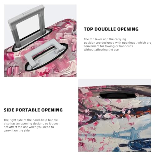 Eiffel Tower Pink Cherry Blossom Luggage Cover Elastic Travel Suitcase Covers, Anti Scratch Dust Proof Baggage Covers, Fits 29-32 inch Suitcases4