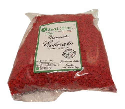 sabbia granulare colorata, granulato colorato, pietrisco colorato, granella colorata(25 colori disponibili) mis. 1,5/3 mm in busta da 1 kg. (ROSSO)