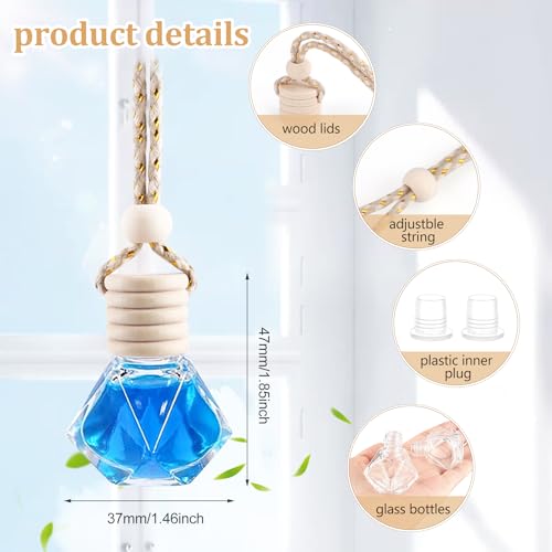 Image of 50 Pack Set Car Hanging Air Freshener Bottles Empty Car Essential Oil Diffuser Bottles Pendant Glass Perfume Bottles Aromatherapy Fragrance Bottle Auto Ornaments Decor