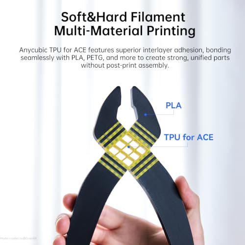 Image of ANYCUBIC TPU Filament 1.75mm for Anycubic ACE 2 PRO, 68D Hard Rigid Flexible TPU 3D Printer Filament, Compatible with Most FDM 3D Printers, 1KG Spool, Black