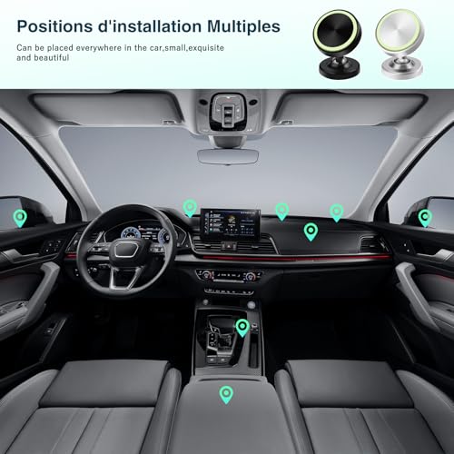 Oderra Soporte magnético para móvil de coche, 2 unidades, soporte giratorio 360°, soporte magnético universal para teléfono móvil para iPhone/Samsung/Huawei (plateado y negro) - imagen 4