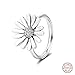 Produktbild FUNSHOPP 2020 Frühling Pavé-Fassung Gänseblümchen Blume Statement Ringe für Frauen 925 Silber DIY passt für Original Pandora Armbänder Charm Modeschmuck 58# silber