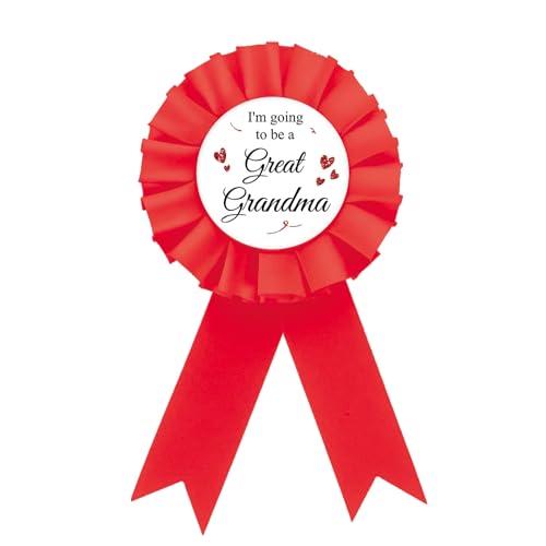 Image of Red Grandma To Be Tinplate Badge Pin, Rosette Button Pin for New Grandma, Baby Shower Badge, Gender Reveal Button, Brooch Pin
