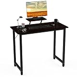 Schreibtisch 80 x 40CM Computertisch, Kleiner Bürotisch mit Ständer, Stabil Laptop Tisch, Im Minimalistischen Design, für Zuhause Büro und Wohnheim(Schwarz), DE-Schreibtisch-02, 80x40x75cm