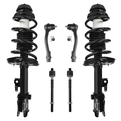 Image of Detroit Axle - Front Struts Tie Rods for 2012 2013 Kia Soul, 2 Struts and Coil Spring Assembly Inner 4 Outer Tie Rod Ends Replacement Suspension Kit