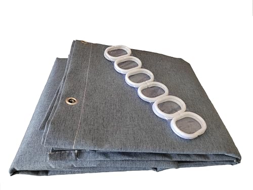 Rideau de douche texturé en lin bleu anti-moisissure imperméable