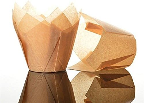 Bakery Direct 50 Standard Size Tulip Muffin Cases Wraps Colour Caramel