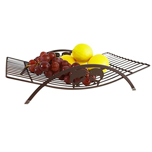 FENGRONG Plato de Frutas Plato De Fruta del Hogar Material De Acero Al Carbono Moderno Minimalista Salón Decoración Plato De Fruta Plato De Caramelo Bandeja de Almacenamiento (Color : Brown)