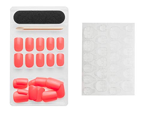 Unhas Postiça com Cola Autoadesiva Coral, Bonitta, 652BT, Bonitta, 24 unidades