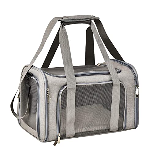 starwish ペット キャリーバッグ 猫用 犬用 リュック メッシュ窓 ショルダー 大型猫用・小型犬・うさぎ用 折りたたみ 手提げキャリーバッグ 通気性 臭気がない 広々空間 マット付き お出かけ 旅行 通院 災害避難用 キャンピング グレーM