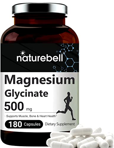 Double Strength Magnesium Glycinate 500mg, 180 Capsules, 100% Chelated for Maximum Absorption, Premium Magnesium Supplement, Supports Muscle, Joint, Heart Health & Enzyme Function